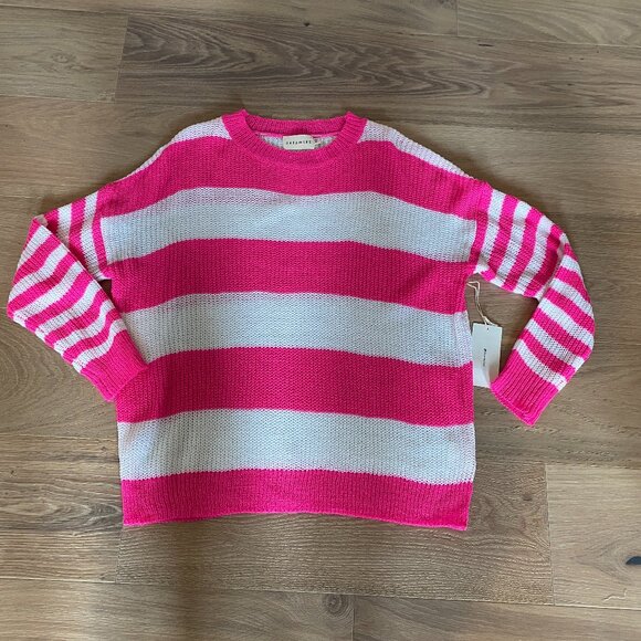 Dreamers Bright Pink and White Striped Sweater Size M/L NWT - Picture 2 of 10